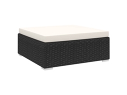Vidaxl Apoio De Pés Seccional C/ Almofadão 1 Pc Vime Pe Preto