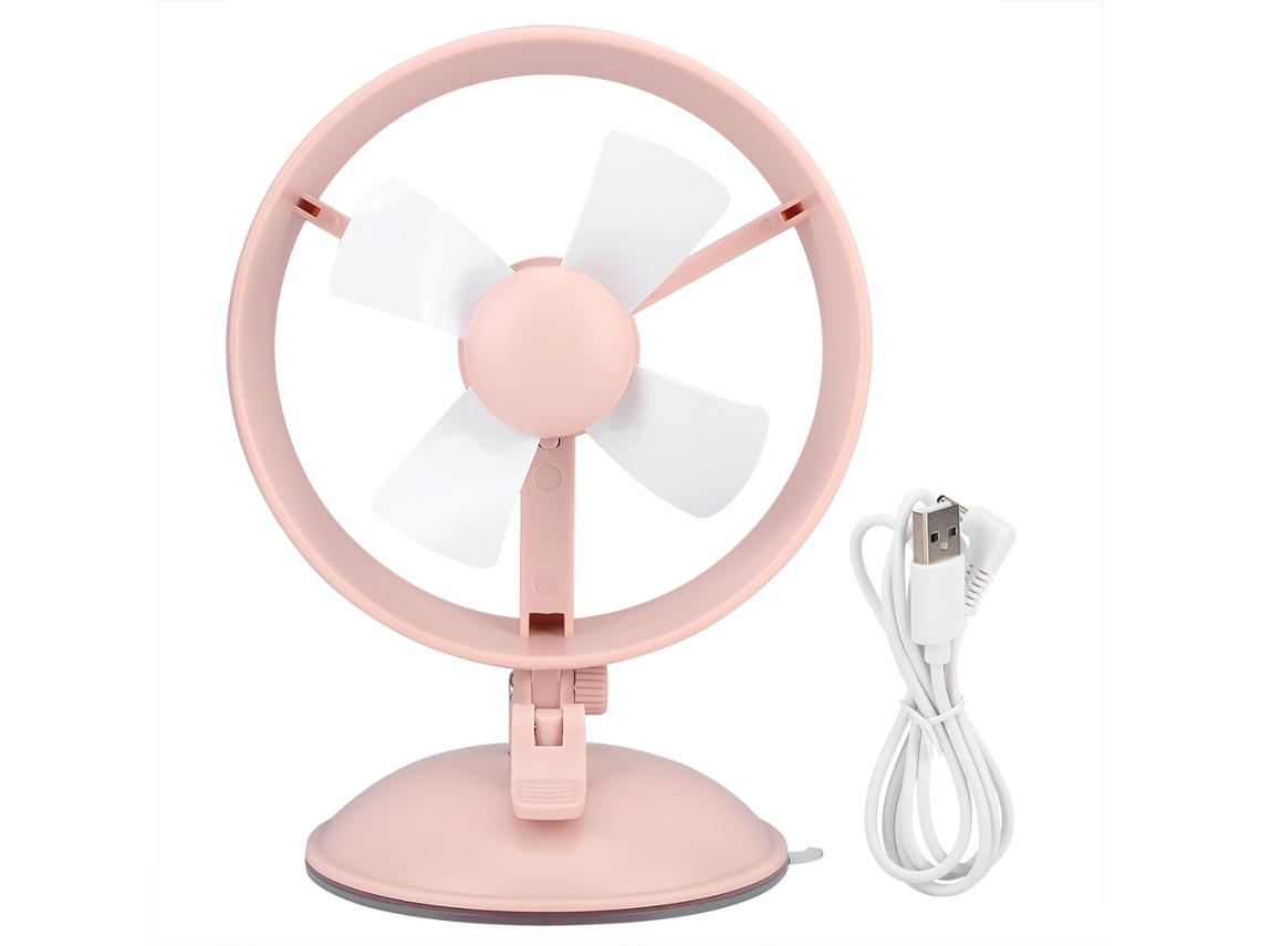 Ventilador Mini Usb Rosa com Ventosas e 2 Velocidades