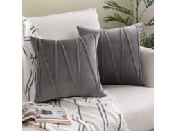 2026 fundas de Almohada de Terciopelo Rayado Decorativas Suaves 2 Piezas 45x45cm Gris para Sofá Cama Coche Sala