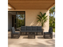 Vidaxl Conjunto De Sofá De Jardim 7 Pcs Cinzento Vime Pe
