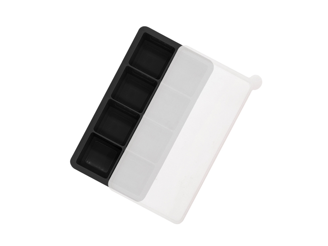 Forma De Cubos De Gelo De Silicone Com 8 Compartimentos E Tampa
