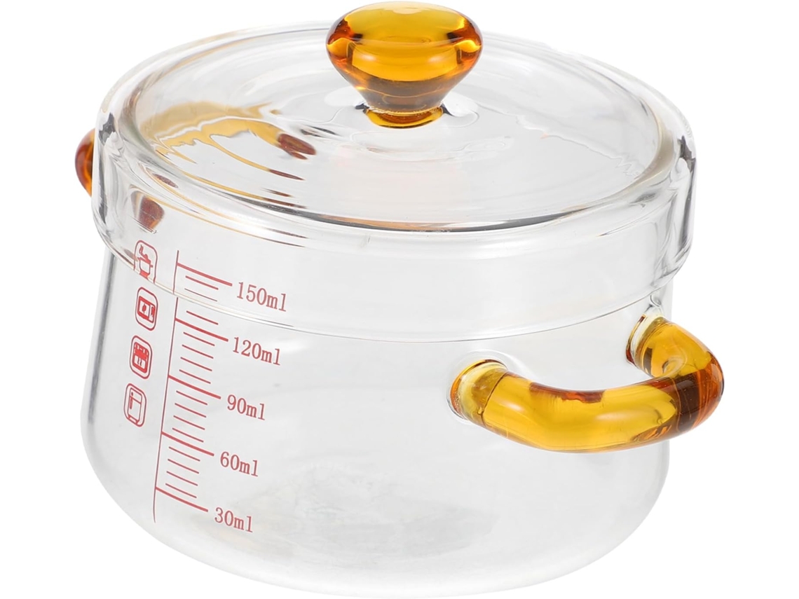 Ramequim De Vidro De 150 Ml Com Tampa E Alça Dupla.