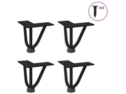 Vidaxl Pernas De Grampo Para Mesa De Centro 4 Peças Pretas 10 Cm Aço Maciço
