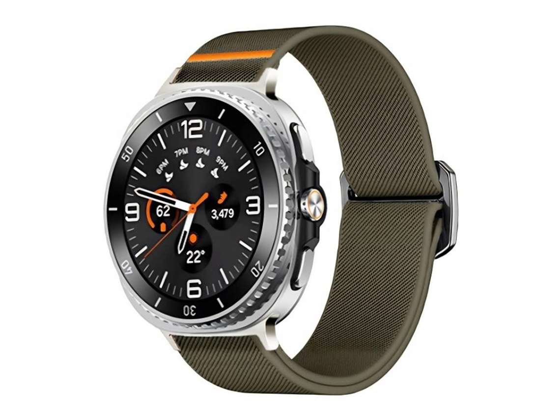 Bracelete Para Samsung Galaxy Watch 8/8 Classic - Nylon Elástico Com Fecho De Paraquedas Ajustável - Verde-exército