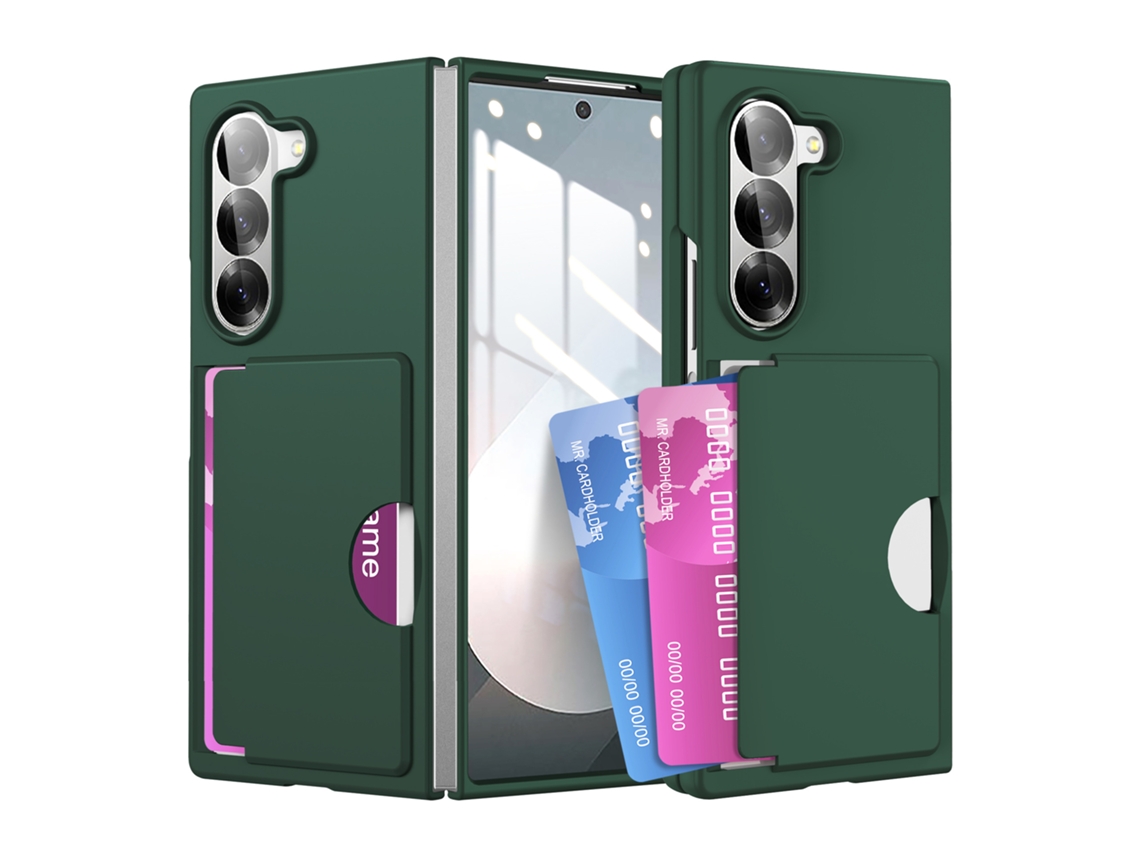 Capa Chrui Para Samsung Galaxy Z Fold 7, Proteção Completa Com Porta-cartões (compatível, Verde Escuro)