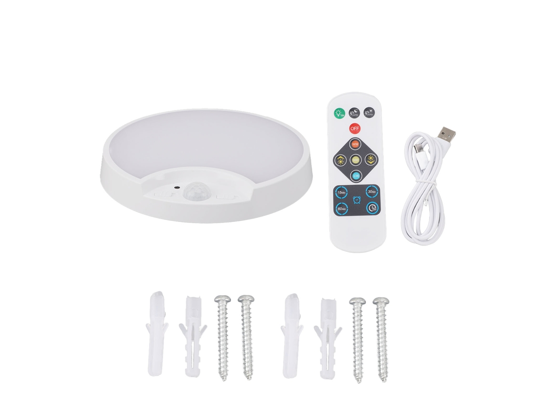 2026 luz de Teto Led com Sensor de Movimento 400lm 3 Temperaturas de Cor Recarregável Sem Fio com Controle Remoto