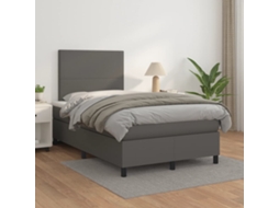 Cama Com Molas/colchão 120x200 Cm Couro Artificial Cinzento