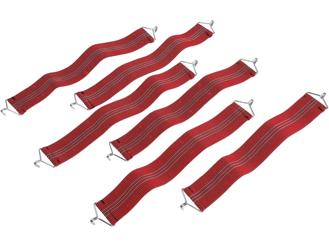 Cintos de segurança para cadeiras de trabalho, pacote com 6 unidades, em tecido vermelho com gancho.