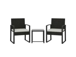 Kit Bistrô Rattan 3p 2 Cadeiras Almofadas Branco VOLTEDGE