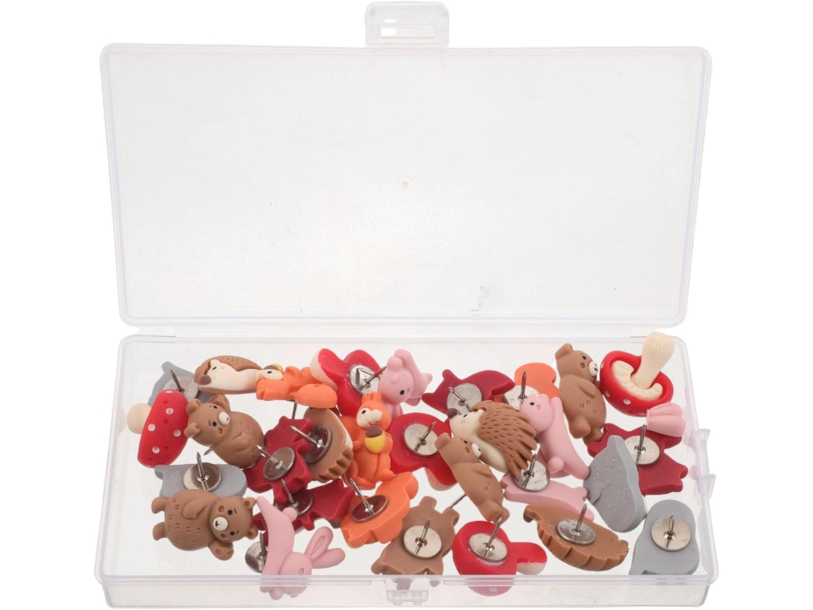 Conjunto De 30 Tachinhas Com Design Encantador Animais, Feitas De Resina E Aço, Multiuso Para Pendurar Fotos E Decorar