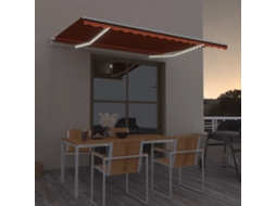 Vidaxl Toldo Retrátil Manual Com Led 450x300 Cm Laranja E Castanho