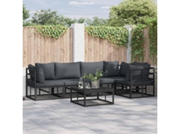 Vidaxl Conjunto De Sofá De Jardim 5 Unid. Preto Alumínio