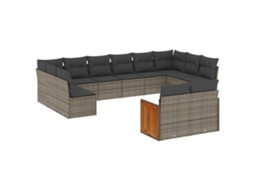 Conjunto de 12 Sofás Jardim com Almofadões Vime Pe Cinzento MAISON EXCLUSIVE