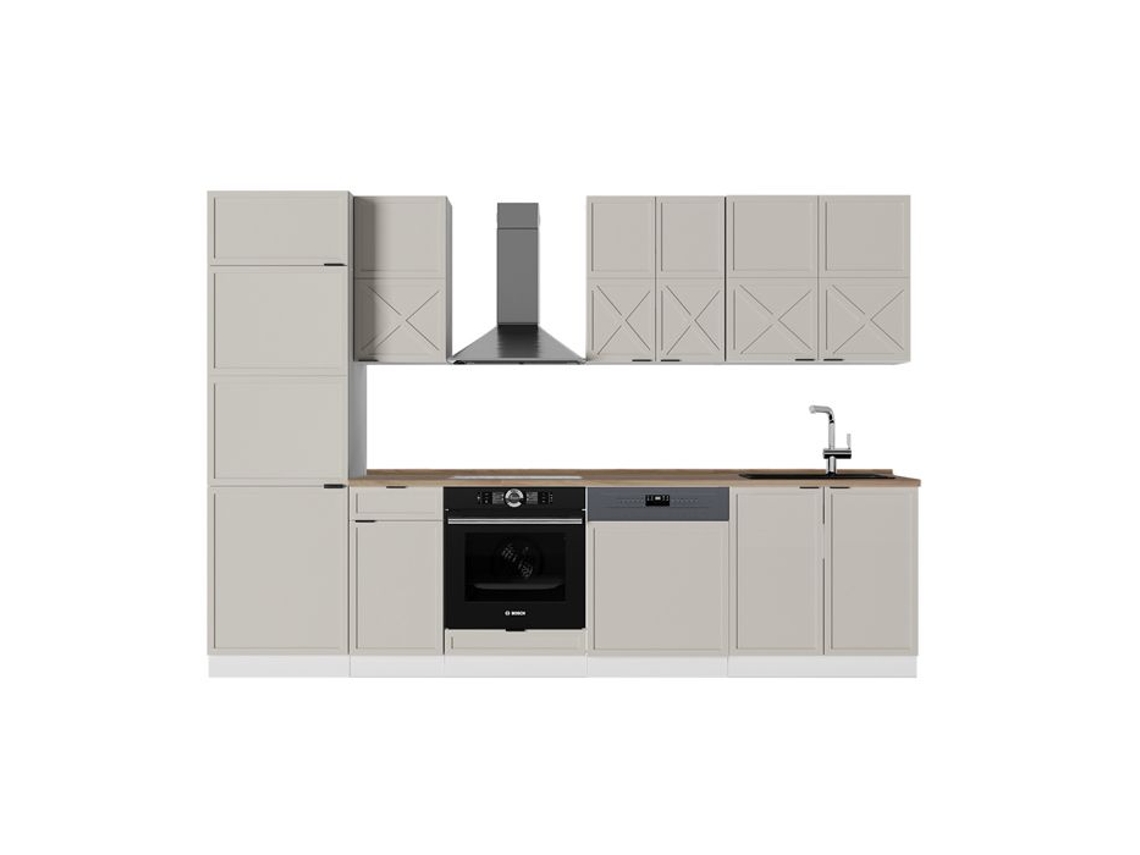 Cuisine Fame Line, 300cm, Pt Oak, Grisbeige/branco, Branco, Vicco