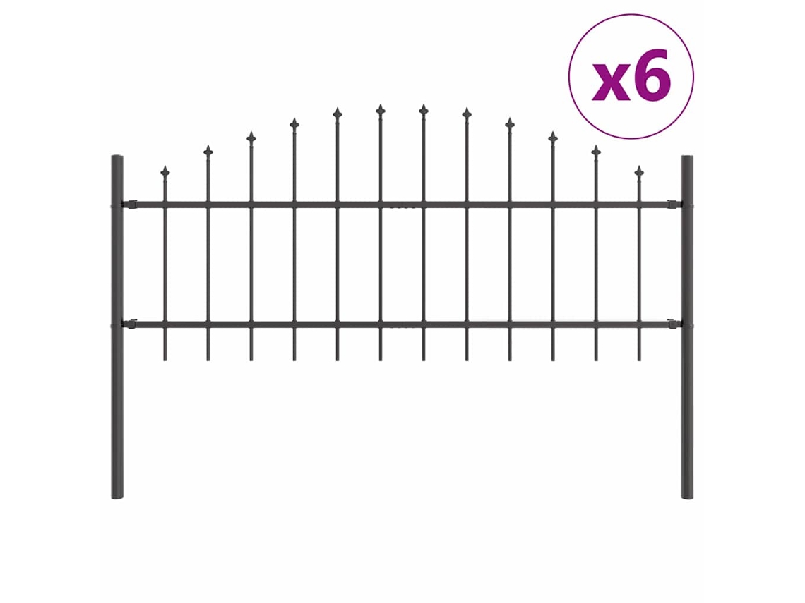 Conjunto 6 Barreira De Jardim Vidaxl Cinzento Aço Revestido A Pó (170 X 115 Cm)