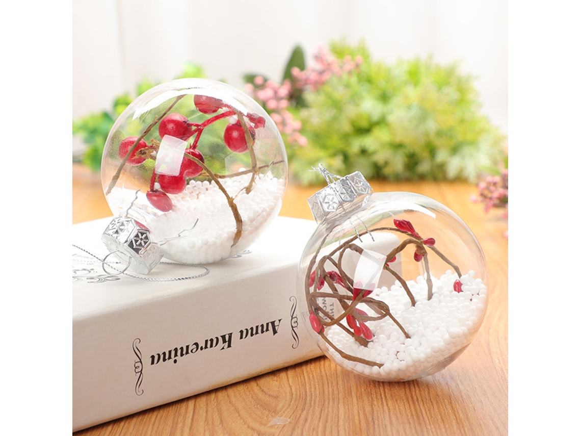 Laxiscreed Bola De Natal De Plástico Transparente Com Tampa Gold Cap, 8cm, Decoração Festiva Natalícia