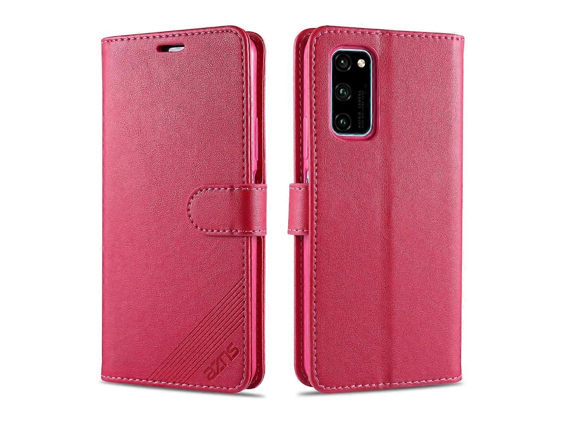 Capa De Couro Azns Com Textura De Pele De Carneiro, Formato Horizontal, Com Suporte, Compartimentos Para Cartões E Carteira.