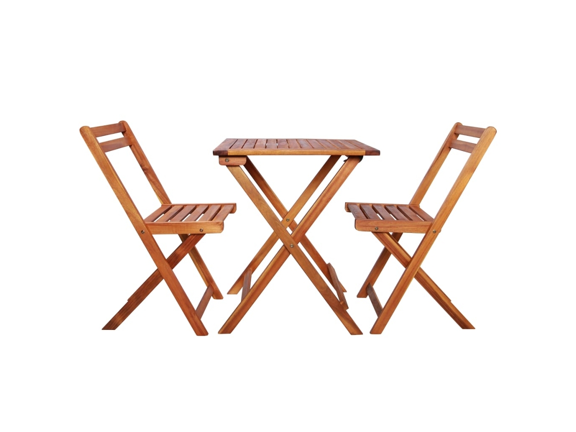 Conjunto de 3 Pcs Bistrô Dobrável Madeira de Acácia Maciça MAISON EXCLUSIVE
