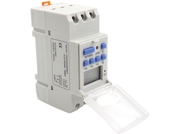 Interruptor Temporizador Programável Com Trilho Din Lcd Digital Branco