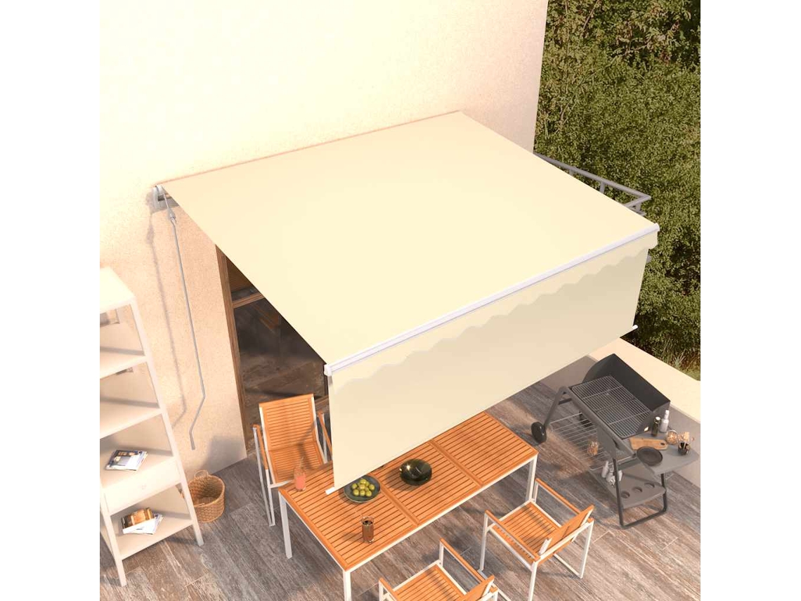 Vidaxl Toldo Retrátil Automático Com Estore 4x3 M Cor Creme