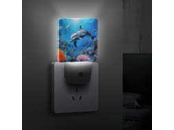 Luminária Noturna Golfinho Em Recife De Coral Com Sensor Crepuscular, Luzes Noturnas Decorativas Eficientes Quarto