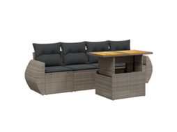 Conjunto de 5 sofás de jardim com almofadões Vime Pe Cinzento MAISON EXCLUSIVE (5 peças)