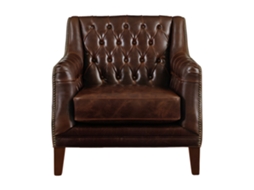 Poltrona Clássica Colbert VENTE-UNIQUE.PT (Castanho Chocolate - Pele - 84x84x84 cm)