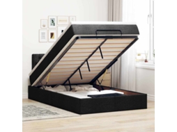 Vidaxl Cama Otomana Com Colchão 120x190 Cm Tecido Preto