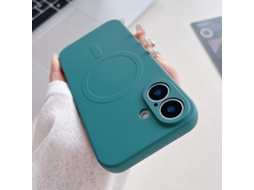 Capa Magsafe Para Iphone 17 - Silicone Líquido Com Cor Sólida | Magnética - Verde Escuro