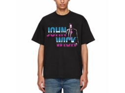 Rockinstone John Wick Neon Chrome Logo Black Adult T-shirt Size:xl