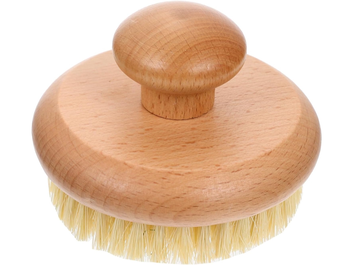 Escova De Banho Madeira Com Cabo Redondo Para Massagem Corporal | Confortável, Escova Esfoliante Manual, Para Uso No