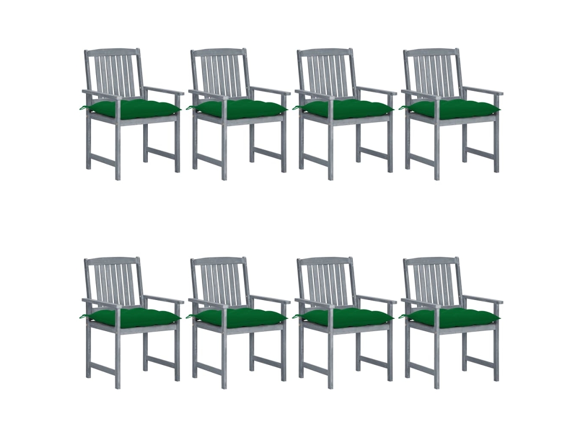 Vidaxl Cadeiras De Jardim C/ Almofadões 8 Pcs Acácia Maciça Cinzento