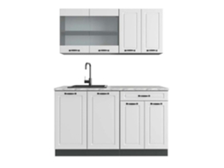Cozinha R-Line, 140 cm, Mármore PT, Cottage branco/antracite, Vicco