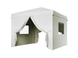 Tenda Dobrável 3x3m, Jardim, 4 Paredes Laterais, 2 Janelas de Malha, Altura Ajustável, Impermeável, Anti UV, Branco | S/MARCA