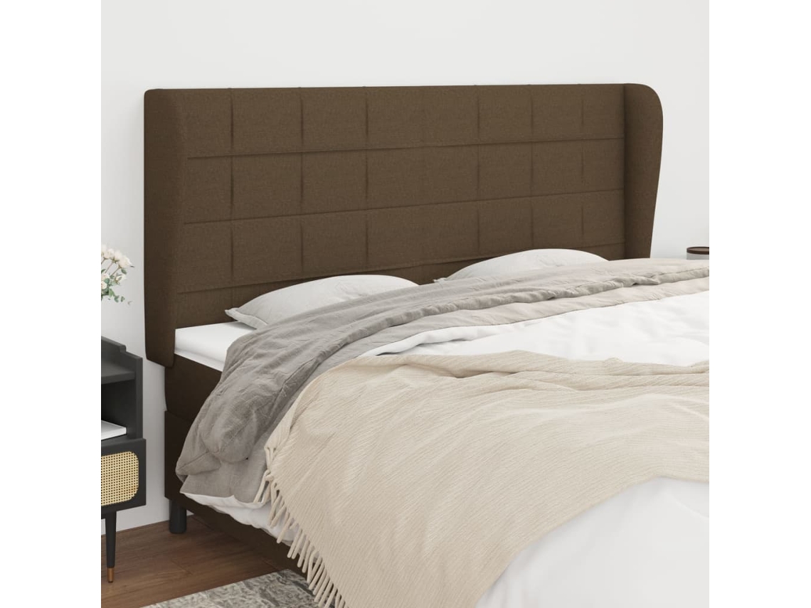 Cabeceira | Painel De Cama Cama C/ Abas Tecido 183x23x118/128 Cm Castanho-escuro