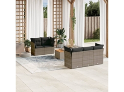 Vidaxl 6 Pcs Conjunto Sofás De Jardim Com Almofadões Vime Cinzento