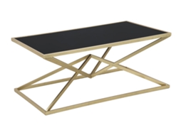 Mesa De Centro Piramidal, Metal Dourado E Vidro Temperado Preto, Estilo Glamoroso, 110x60x45 Cm - Móveis De Luxo
