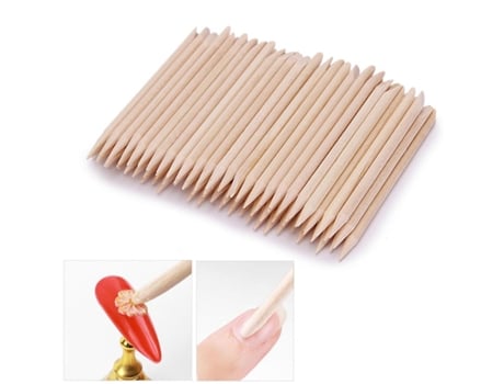 50 Peças Nail Art Laranja Madeira Bastão Empurrador De Cutícula Removedor Dupla Ponta Remoção De Pele Morta Ferramenta De Manicure Art Lalic