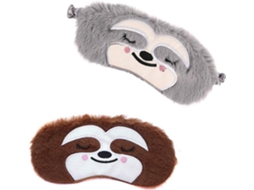 Kit com 2 Máscaras de Dormir Divertidas em Pelúcia Macia de Seda com Estampa de Bicho preguiça AQUAFORGE