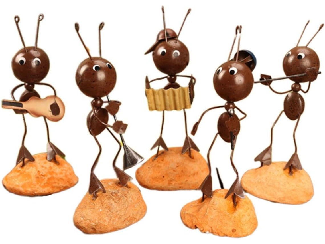 Conjunto de 5 Peças Artesanato Decorativo Criativo em Forma Formiga, Feito Liga Metálica e Resina. CHABERLU