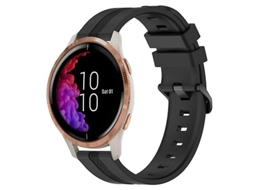 Bracelete para Garmin Venu 20Mm Faixa de Relógio Listrada Côncava Slicone Preta VENISYMLIS