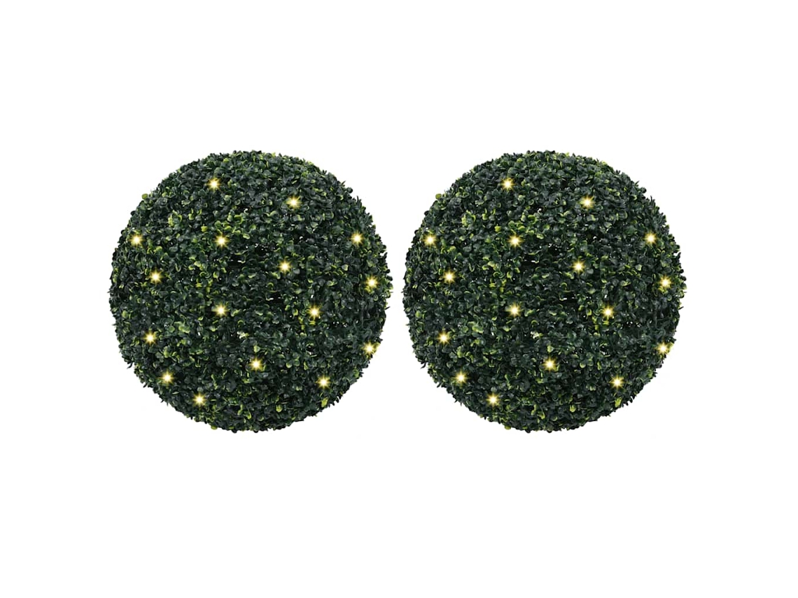 Conjunto 2 Bola de buxo artificial VIDAXL Verde Polietileno