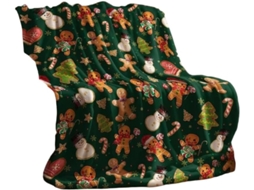 Manta de Natal Syjym com Papai Noel Estampa Digital Flocos Neve Ideal para Lazer, Macio, Quente, Ideal para Qu