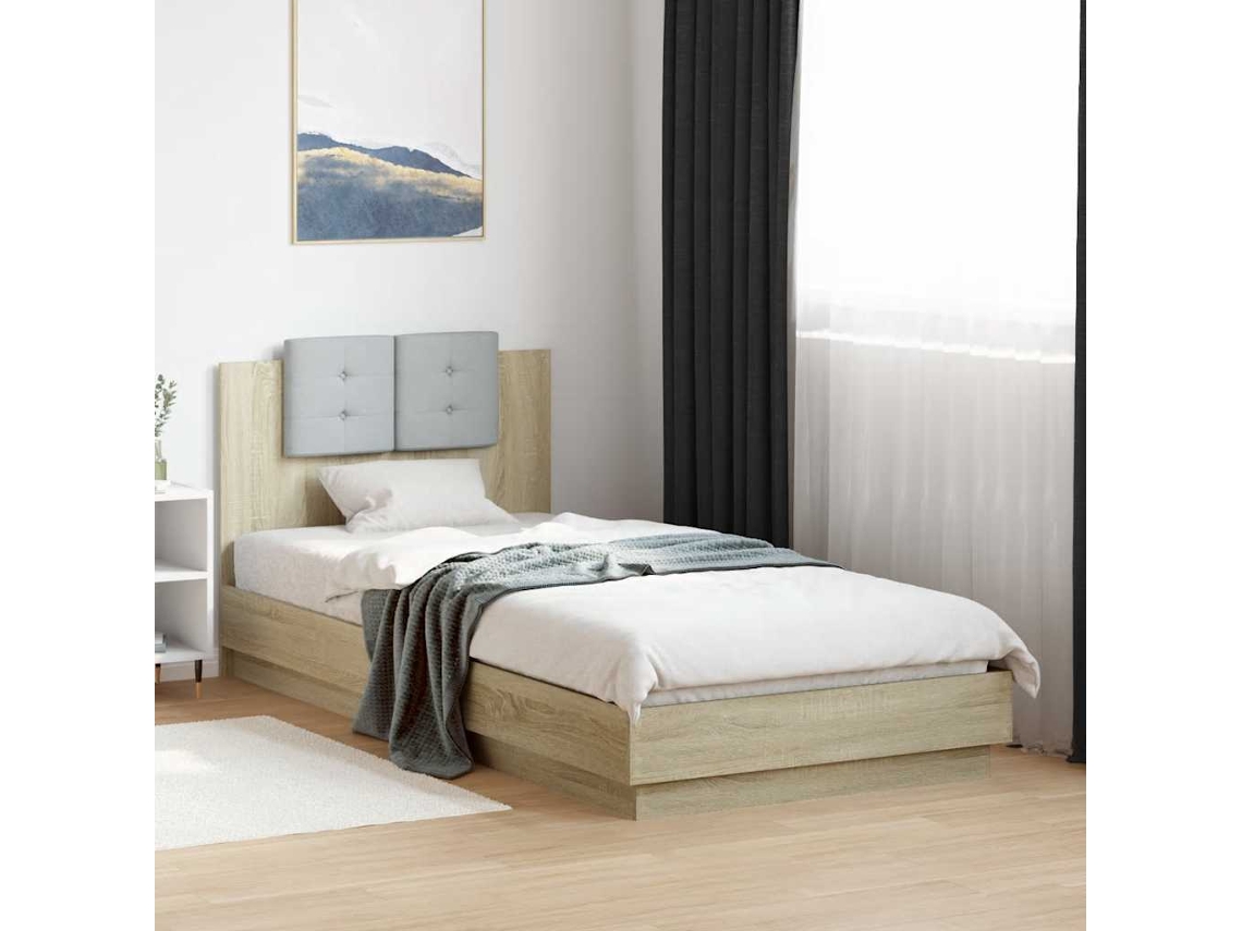 Vidaxl Estrutura Cama C/ Cabeceira Derivados Madeira Carvalho Sonoma