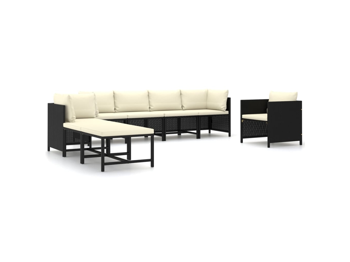 Garden Lounge Set, Garden Lounge Sets Vidaxl Preto Rattan / Vime (n/a)