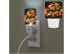 Variedade De Vegetais Frescos, Frutas, Luz Noturna, Tomada De Parede Com Sensor Crepuscular, Luzes Noturnas, Luz Branca