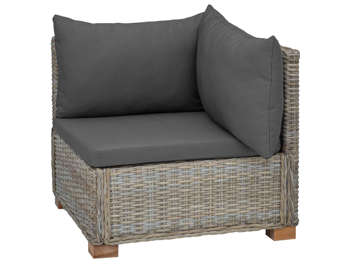 Maison Exclusive - Sofá De Canto Com Almofadas Gendt Rattan Natural Cinza Kubu