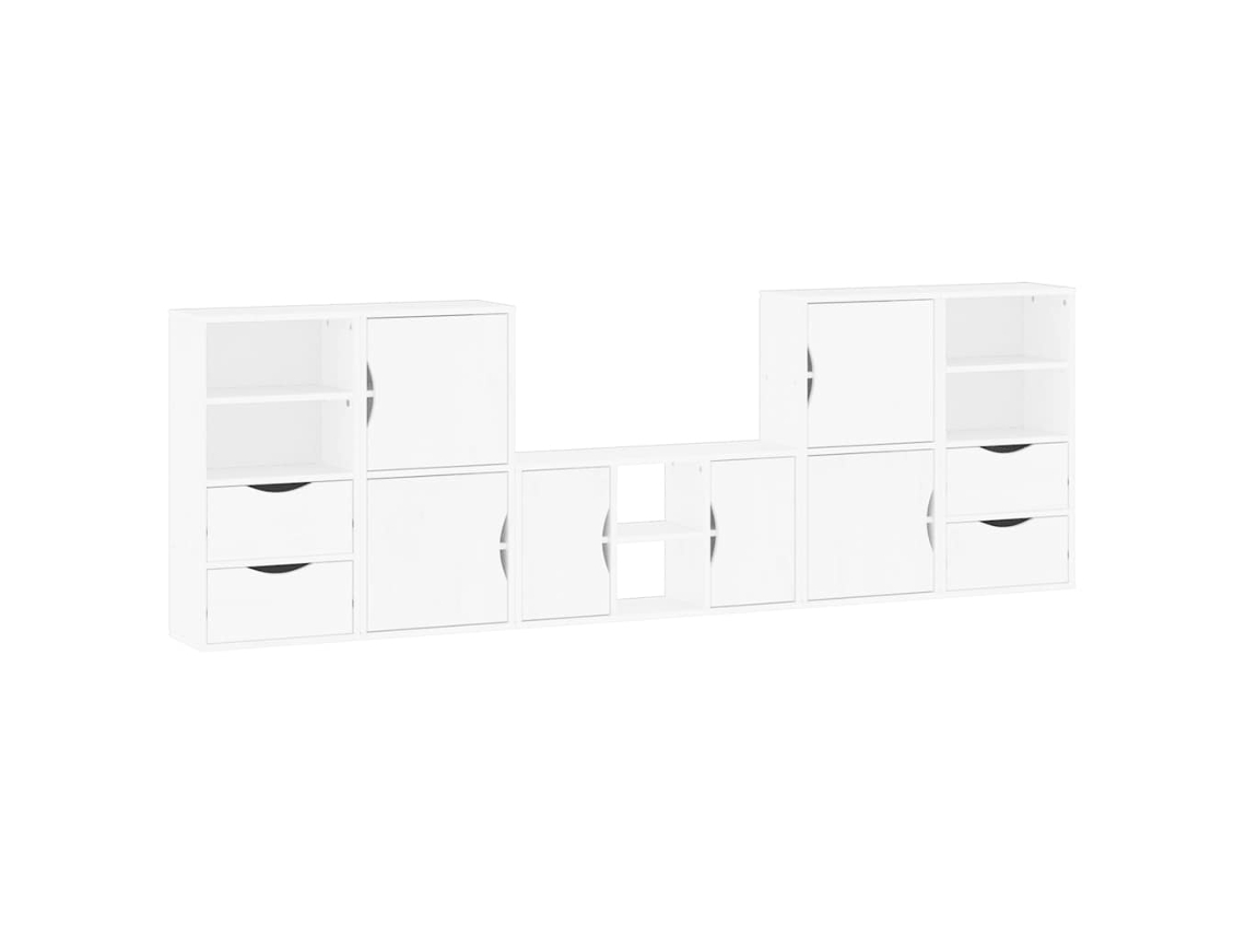 Conjunto 5 Unidade De Tv Com Armazenamento Vidaxl Branco Madeira De Pinho
