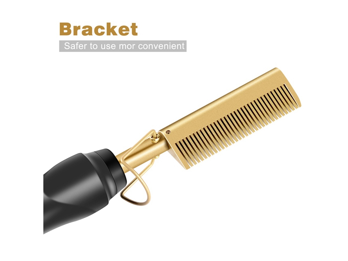 Pente Elétrico para Cabelos Cacheados Cobre Molhado Seco Pente para Cabelos Cacheados de Uso Duplo Pente Cacheado Reto Multifuncional com Franja