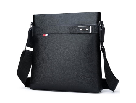 Mala Tiracolo Dia Do Pai De Homem Kersvtio Verdadeiro Vaca Crossbody Pele Preto (25 Cm)